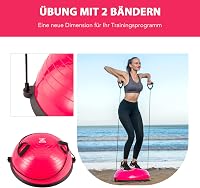 ZELUS Félgömb Egyensúlyozó Labda Rózsaszín - Csúszásgátló Edzőlabda Ellenálló Gumiszalagokkal Jóga, Fitness és Core Tréninghez 4