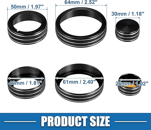 Miniatura 4 de Cubierta de botón de control multimedia para consola central de automóvil para Alfa Romeo Giulia Stelvio 2017-2019 negro (juego de 3)