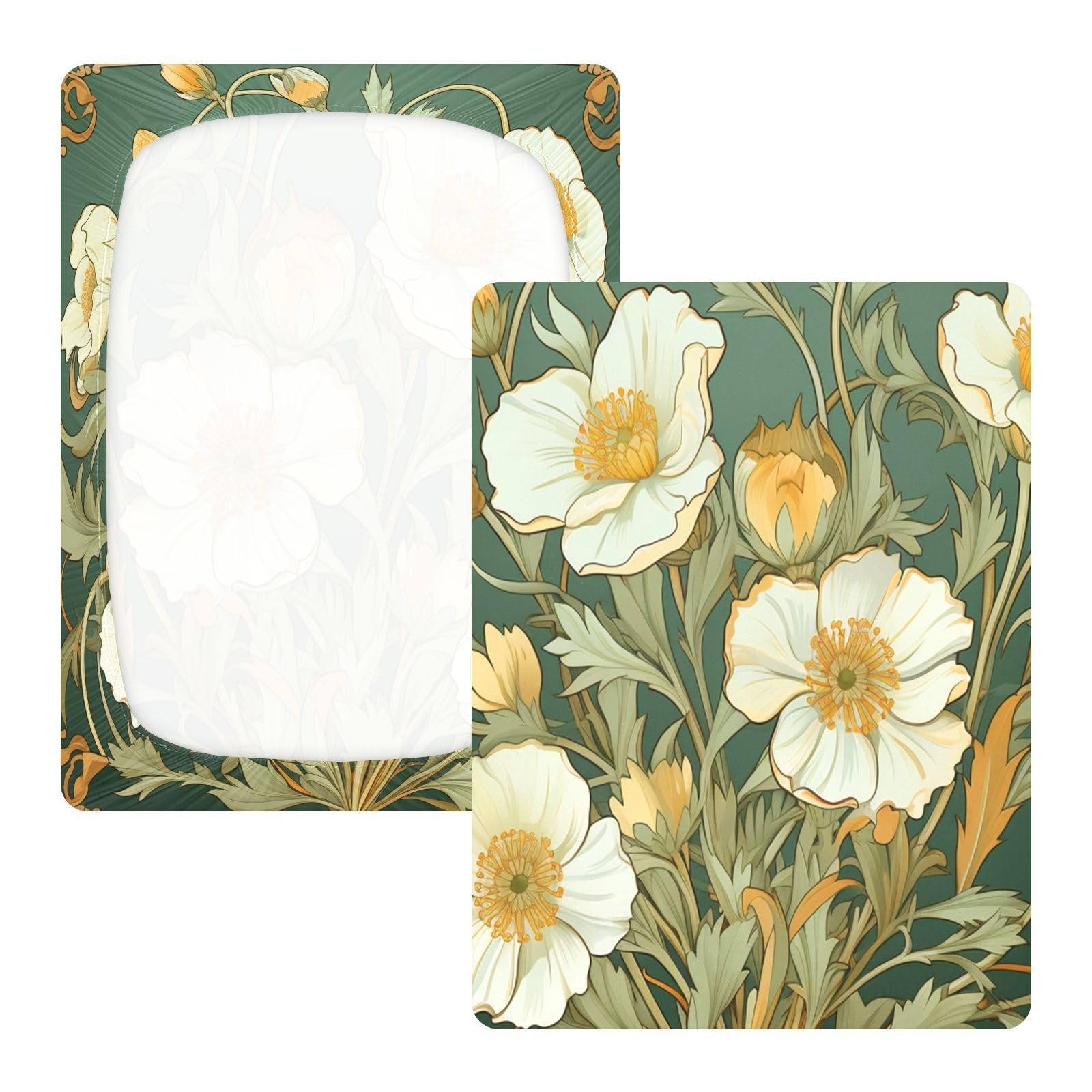 Elegantes Blumenmuster Kleinkind Bettlaken Weiche Baumwolle Baby Spiellaken,Passend für Matratze Laufstall
