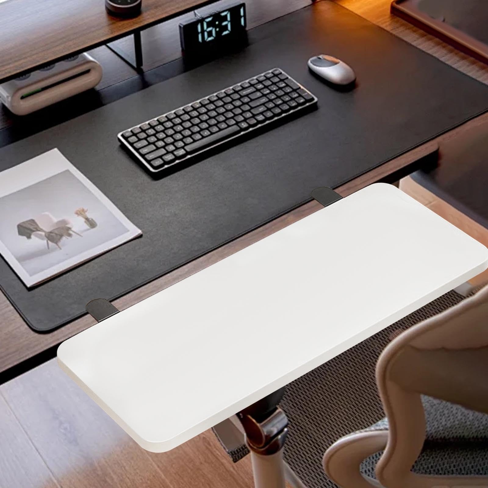 KESOTO Tastaturablage Schreibtischverlängerung, ergonomische Tastaturablage mit Klemmhalterung zum Tippen, Computertischverlängerung, Ellbogenarmstütze für Büro, Zuhause, 50 X 20 cm, Weiß
