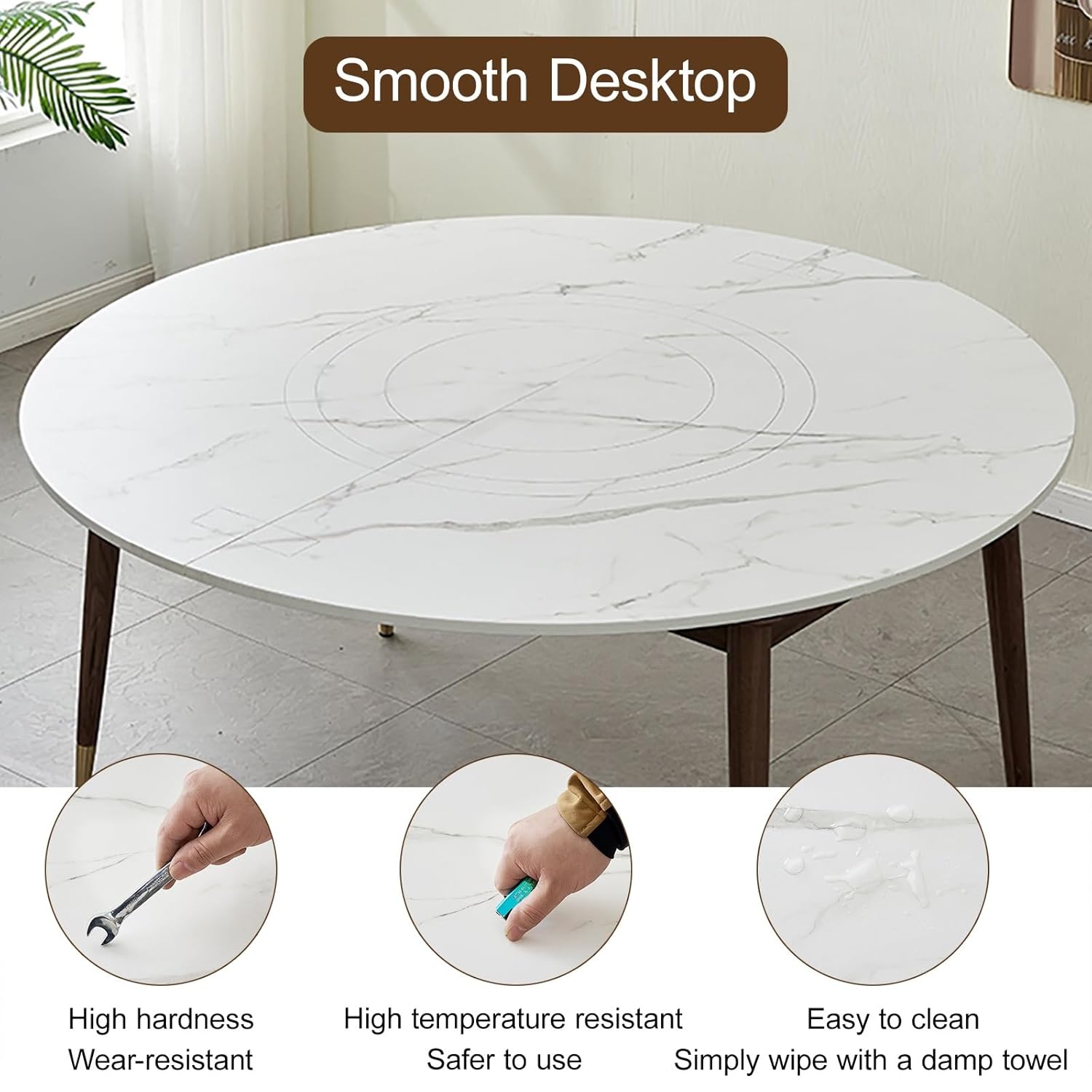 Wooden Round Folding Table Top, Two-Fold Foldable Surface Extender, Large Circle Folding Tables, Replace Desktop for Indoor Outdoor, for Dining Home No Legs(Natural Wood,120cm/47.2in)