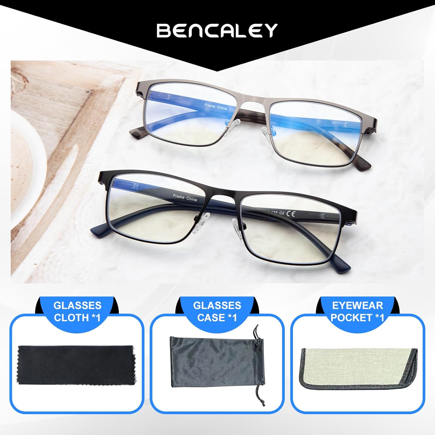 2 Pack Progressive Multifocus Reading Glasses Men Women Metal Frame Blue Light Blocking Computer Readers Eyeglasses - Image 7