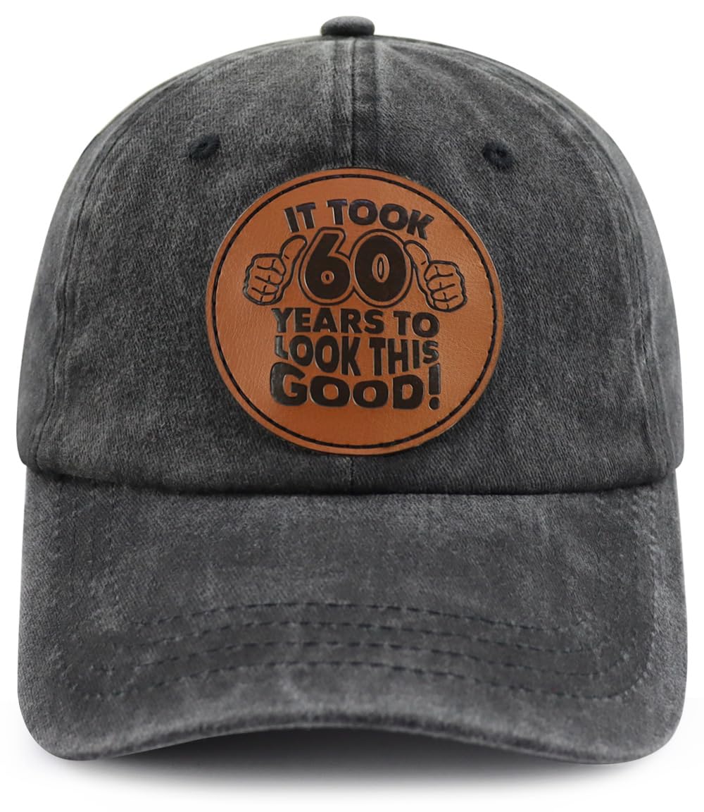 Vintage 60th Birthday Gifts Baseball Cap, Funny Adjustable Washed Cotton Embroidered Hats for Men Women Dad Mom ¡­