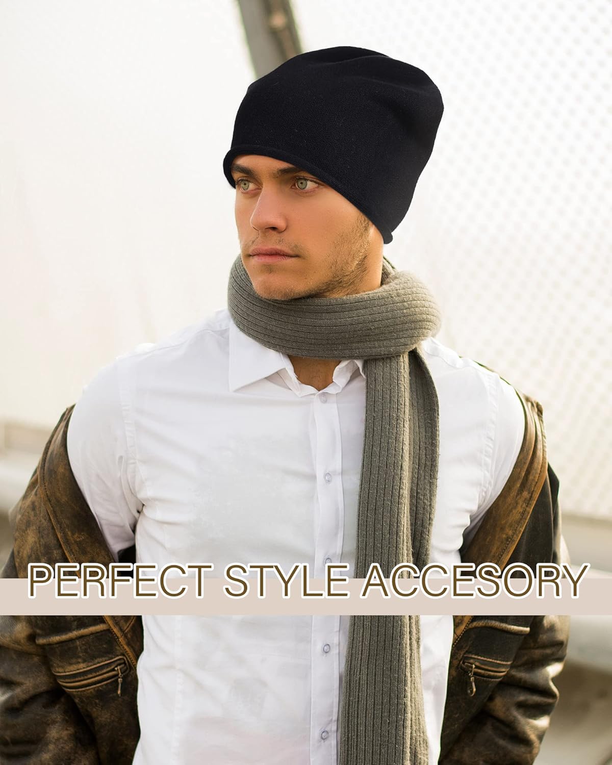 JenPen 4 Pieces Winter Slouchy Knit Beanie Hats for Women Warm Wool Knitted Skull Cap Beige Beanie for Ladies, Black Gray Beige and Brown Assorted Color - Image 7