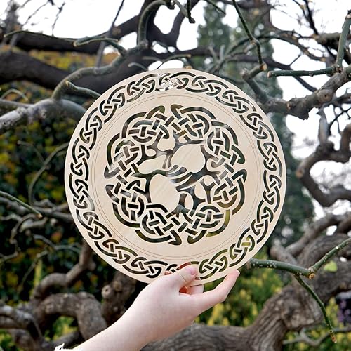 Miniatura 3 de Árbol de la vida de cuarto nivel de 12 pulgadas, arte de pared de madera celta, decoración mística del hogar, símbolos nórdicos y mitología