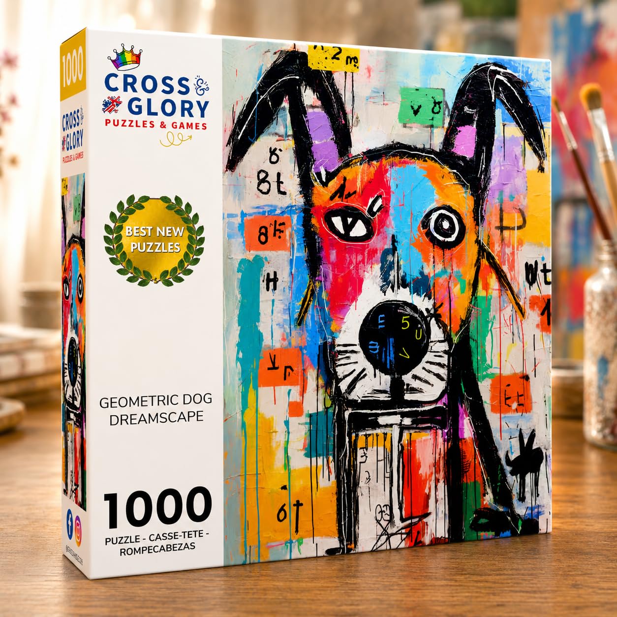 Amazon | Cross & Glory | 大人用ジグソーパズル | 幾何学的な犬の