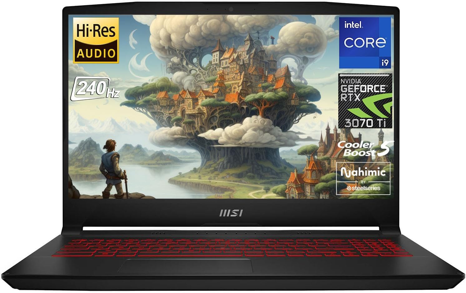 MSI Katana GF66 Gaming Laptop, Intel Core i9-12900H, RTX 3070 Ti, 64GB RAM DDR5, 2TB SSD + 2TB SSD, 15.6" 240Hz FHD Screen, Wi-Fi 6, Windows 11 Home, RGB Backlit Keyboard, RJ45, HDMI, Black