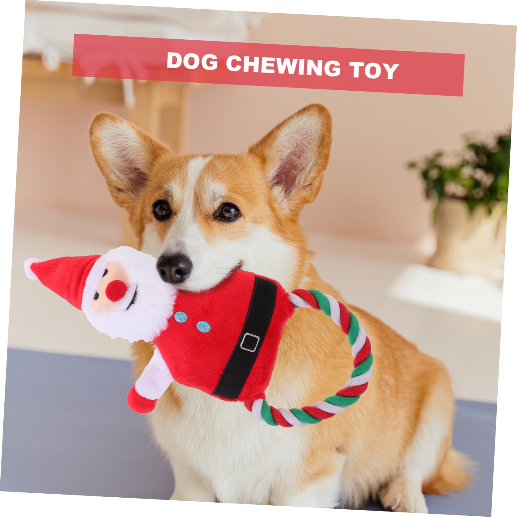 HEMOTON 5 Stück Weihnachtliches Quietschspielzeug für Hunde Santa Claus Form Langlebig Robust Kauen Zahnreinigung Stressabbau für Kleine Mittlere Hunde