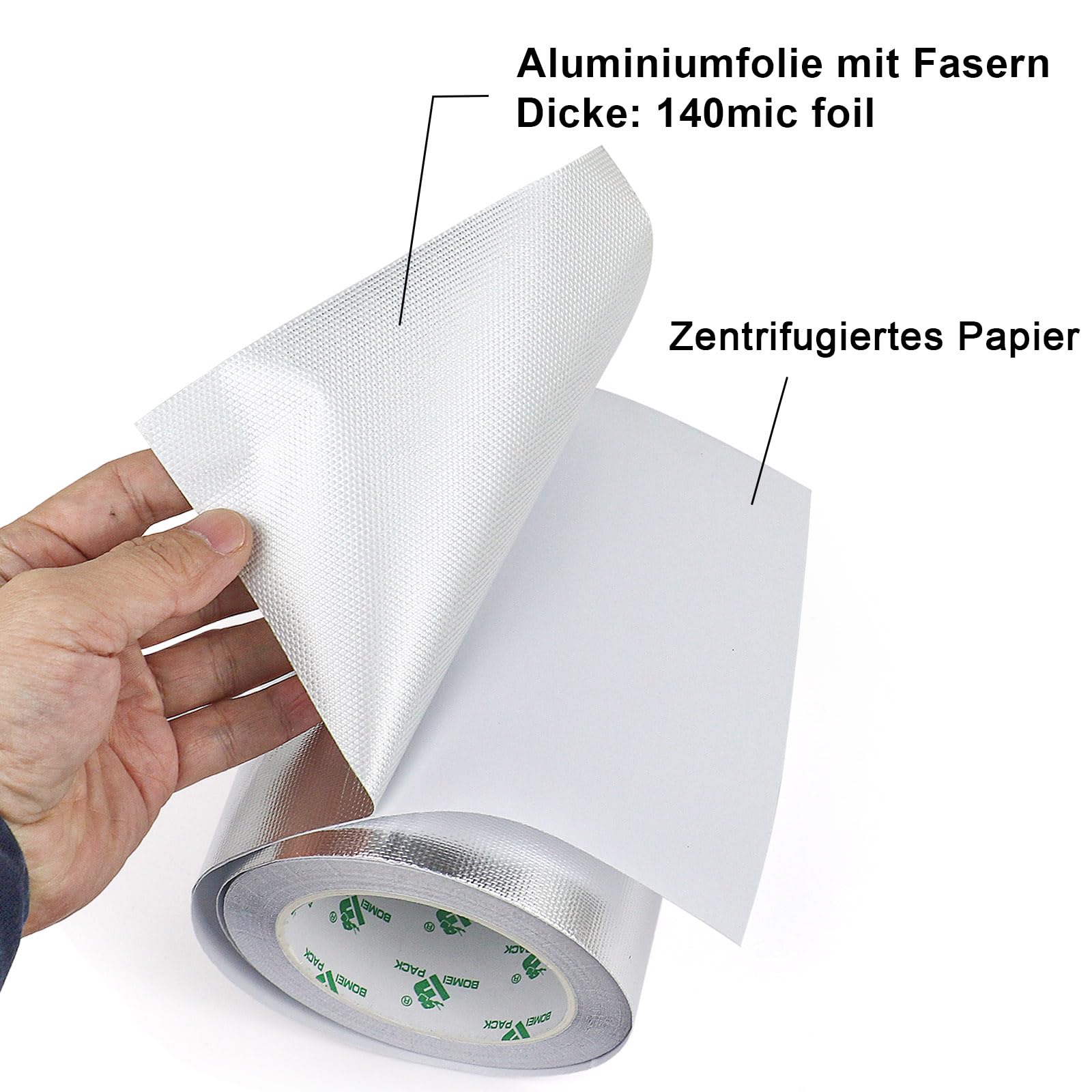 BOMEI PACK Nastro in alluminio rinforzato, resistente al calore, impermeabile, per riparare superfici metalliche, sigillare, riparare e isolare