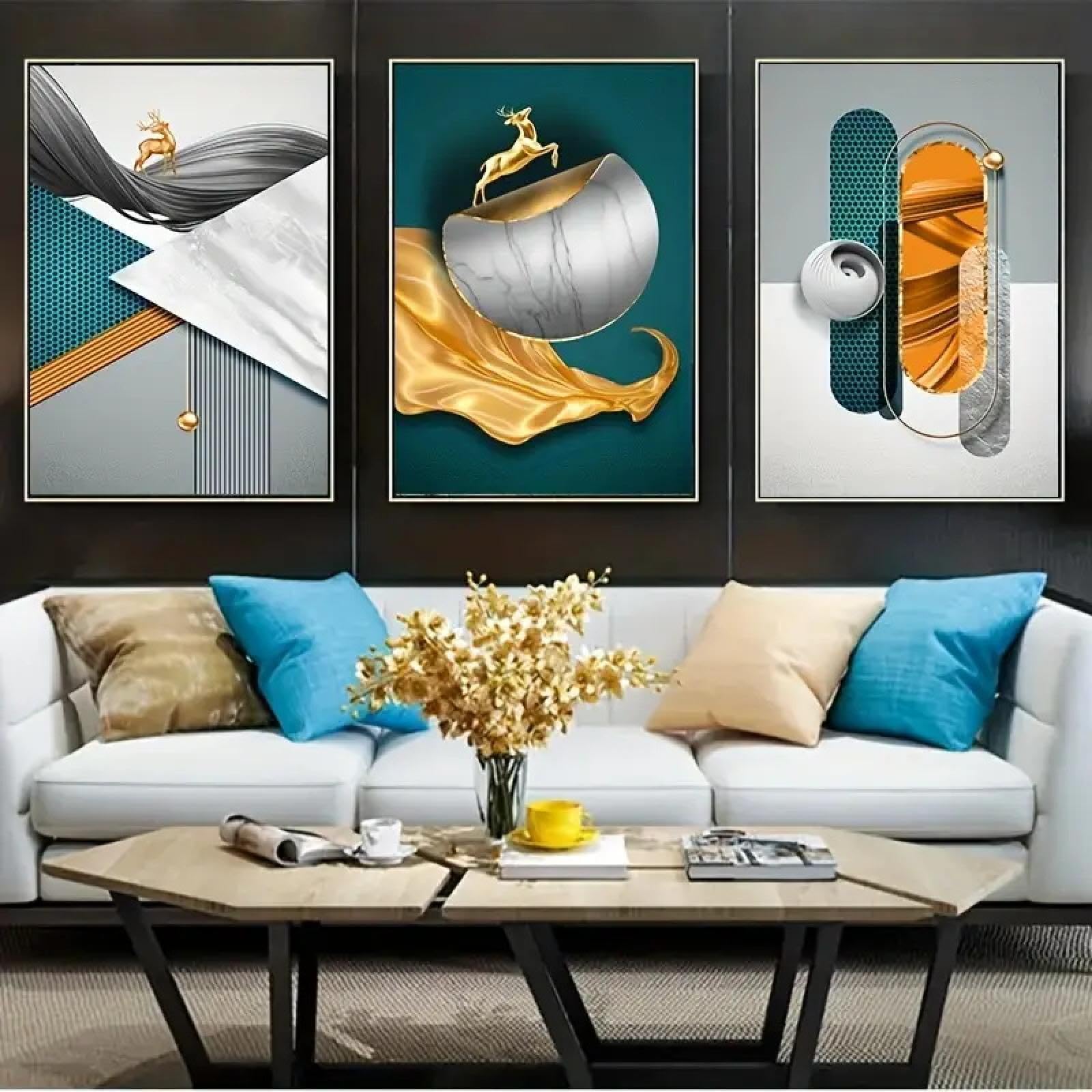 Art prints deco murale triptyque abstrait pour masquer mur vide - 8