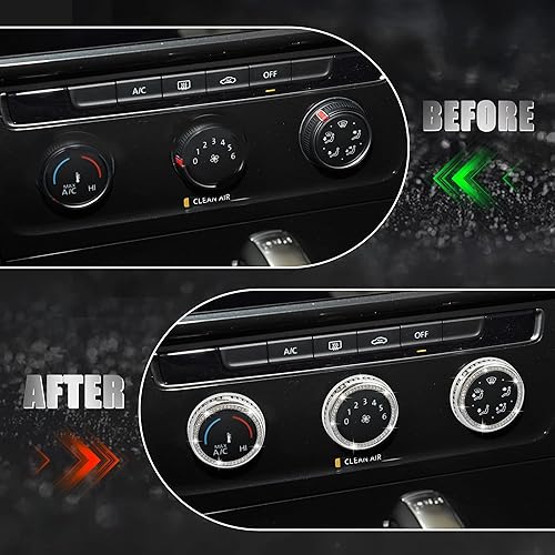 Miniatura 4 de TOMALL Fundas brillantes para perilla de aire acondicionado compatibles con VW Atlas Tiguan Passat CC consola central de aire acondicionado,