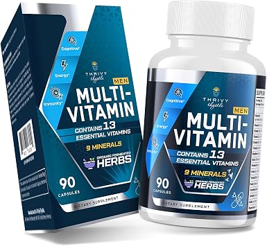 Multivitamin for Men 50+ with Methylated B12 & Folate, Omega-3 & CoQ10 Fermented Herbal Blend, 43 Vitamins & Minerals Supports Brain & Memory and Immune Health - 90 Capsules