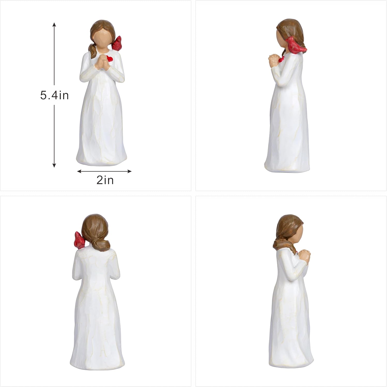 Cardinal Gifts for Women Red Cardinal Decor Girl Figurine Sympathy Gifts for Loss of Loved One Grief Gifts for Women Memorial Gift Resin Home Decor Sculpted Hand-Painted Angel Figurine Gift - Image 3