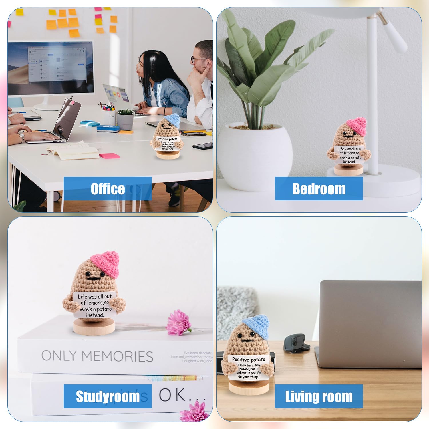 2 Stück Gestrickte Kartoffeln Mit Sonnenblumen - Niedliche Emotionale Unterstützung Geschenke