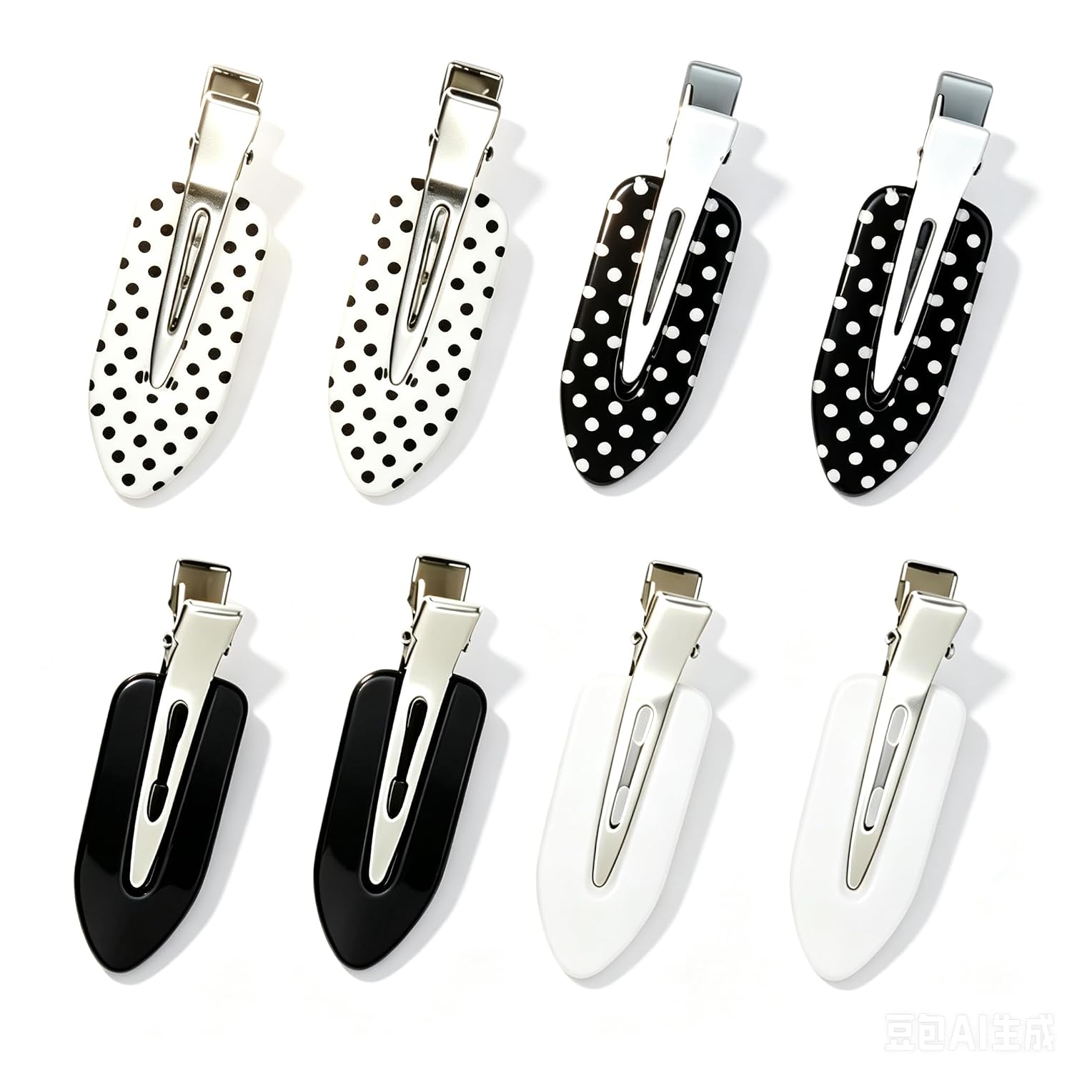 Creaseless Duck bill Hair Clips No Bend Blak White Polka Dot No Crease Alligator Barrettes For Women Styling Makeup Salon Hairstyle