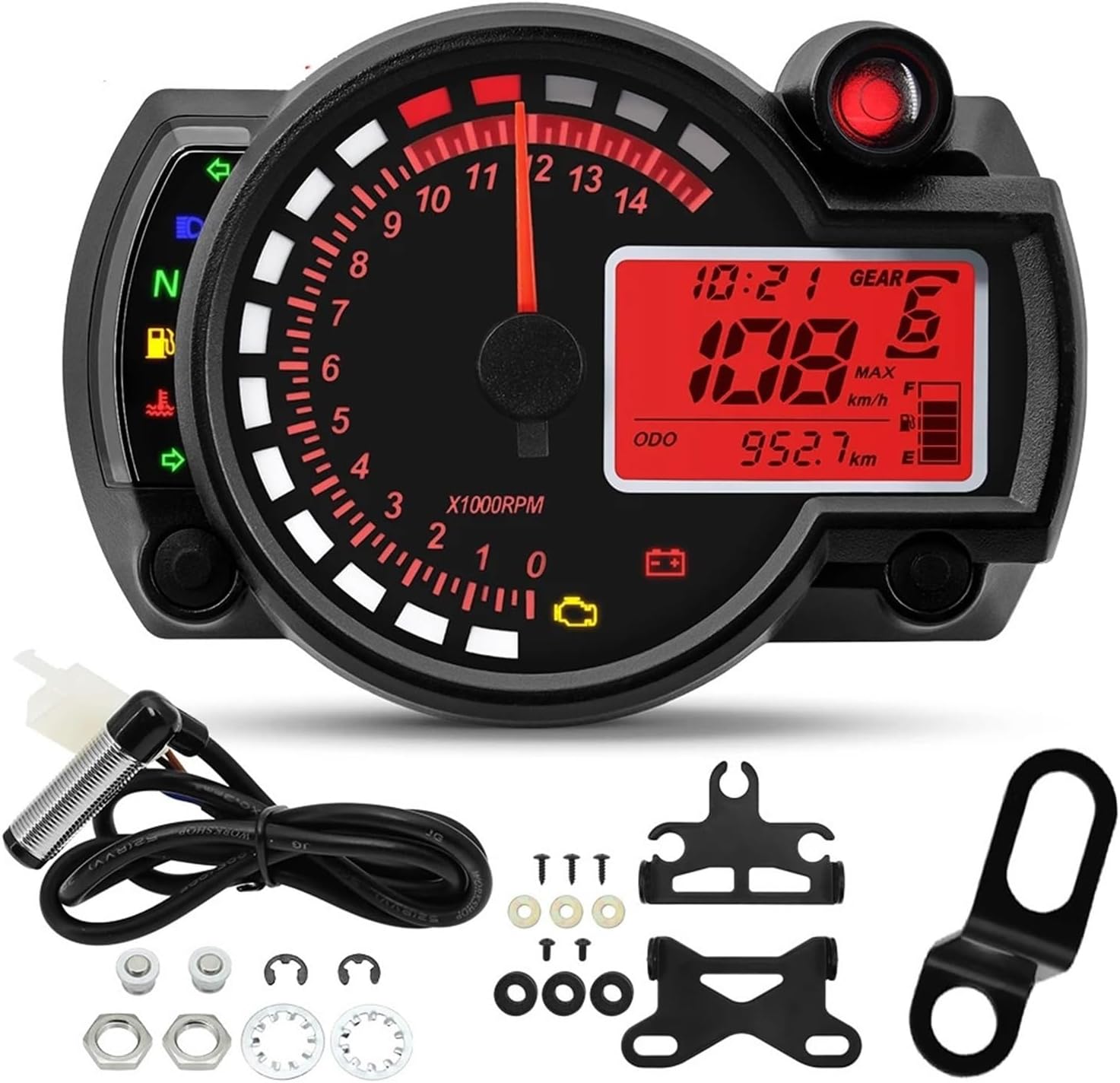 Tachometer Gauge Motorcycle Dashboard Moto Meter Universal Digital Motorcycle Odometer Speedometer Meter Instrument Adjustable MAX 299KM/H