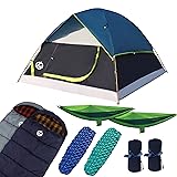 Northroad 9PCS Camping Tent Kit, Including 1 2/3 Person Dome Tent, 2 Sleeping Bag, 2 Sleeping...