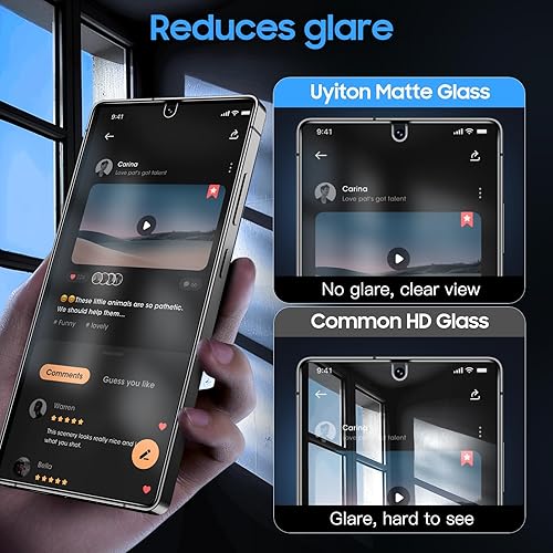 Vista 2 de Uyiton UnBreak-Glass para Samsung Galaxy S25 Ultra Protector de Pantalla Mate, [Soporte Ultrasónico de Huellas Digitales][Anti-Resplandor][Vidrio