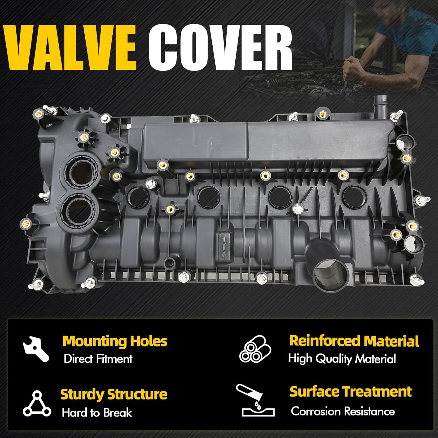 Valve Cover Set Compatible with 2015-2019 Ford Edge Focus Escape Explorer 2017-2020 Lincoln MKC MKZ OE GB5Z6582B GB5Z6582A CJ5Z6582B