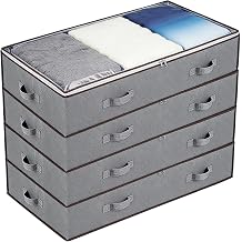 Aptliton 90L Under Bed Storage Bags, 4-Pack - Gray 39.4 x 19.7 x 7.1 in