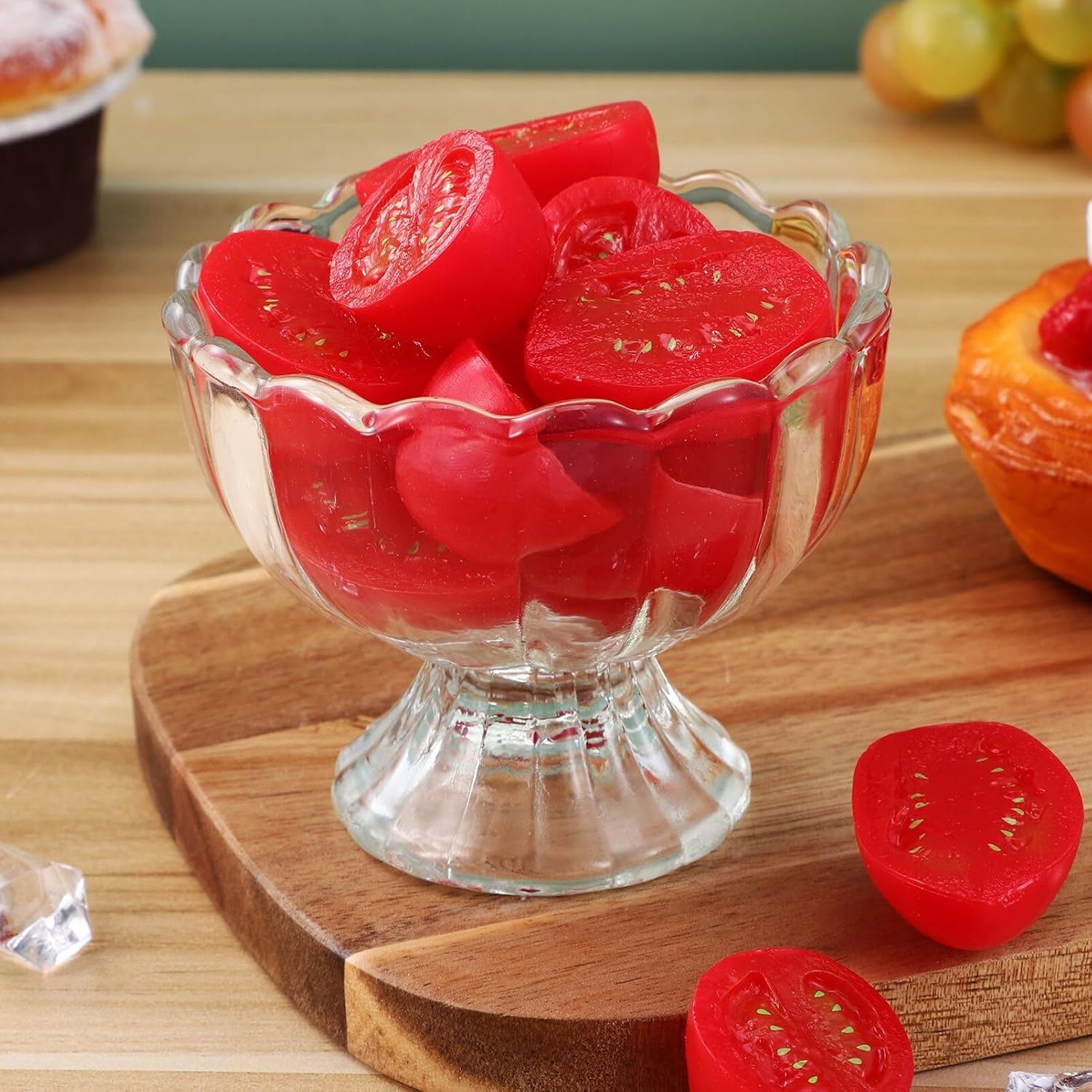 VANZACK 4pc Set Footed Ice Cream Bowls Glass Dessert Cups Spoons Ice Goblets for Desserts Party Supplies