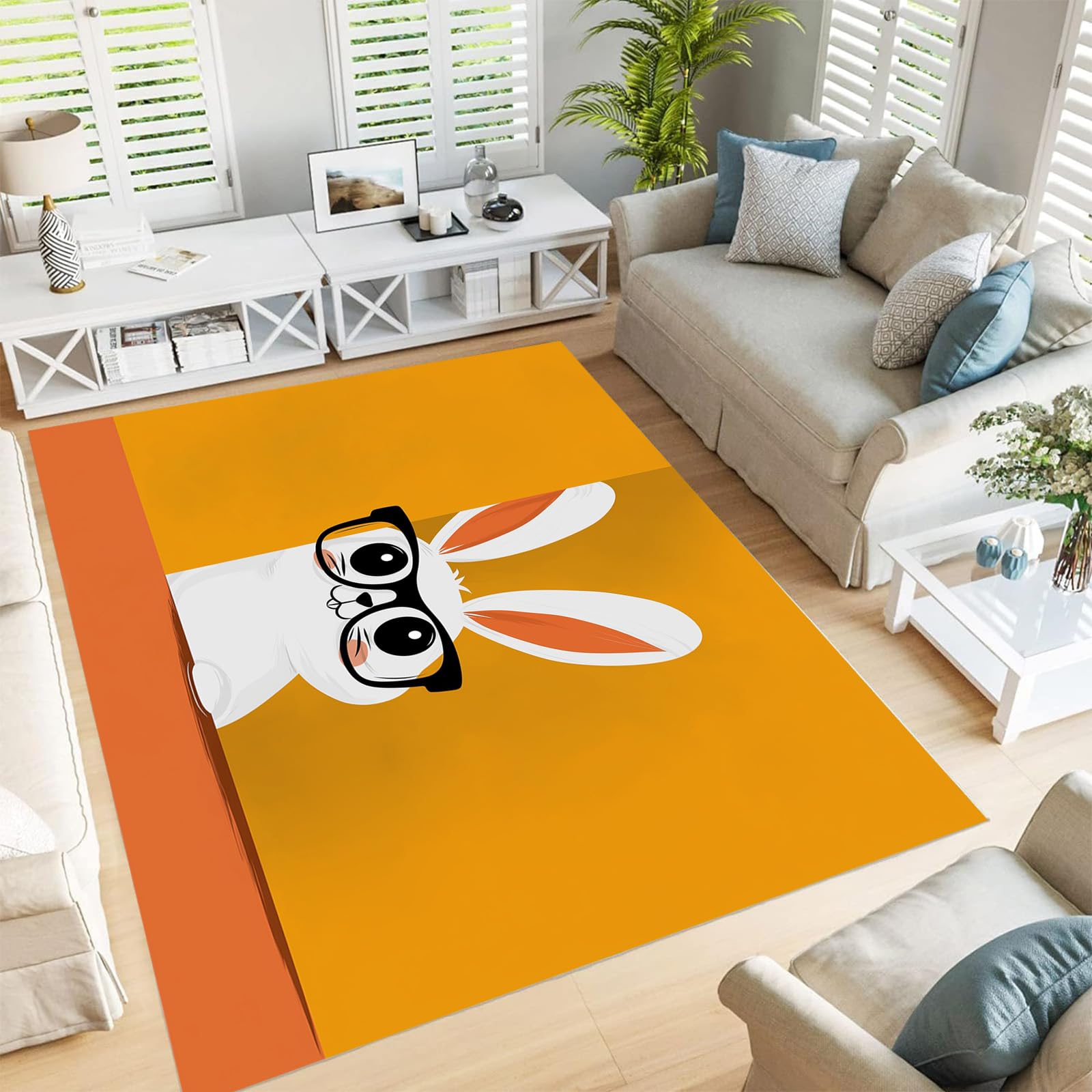Tapis antidérapant poils courts pour salon et chambre enfant 150×210 cm
