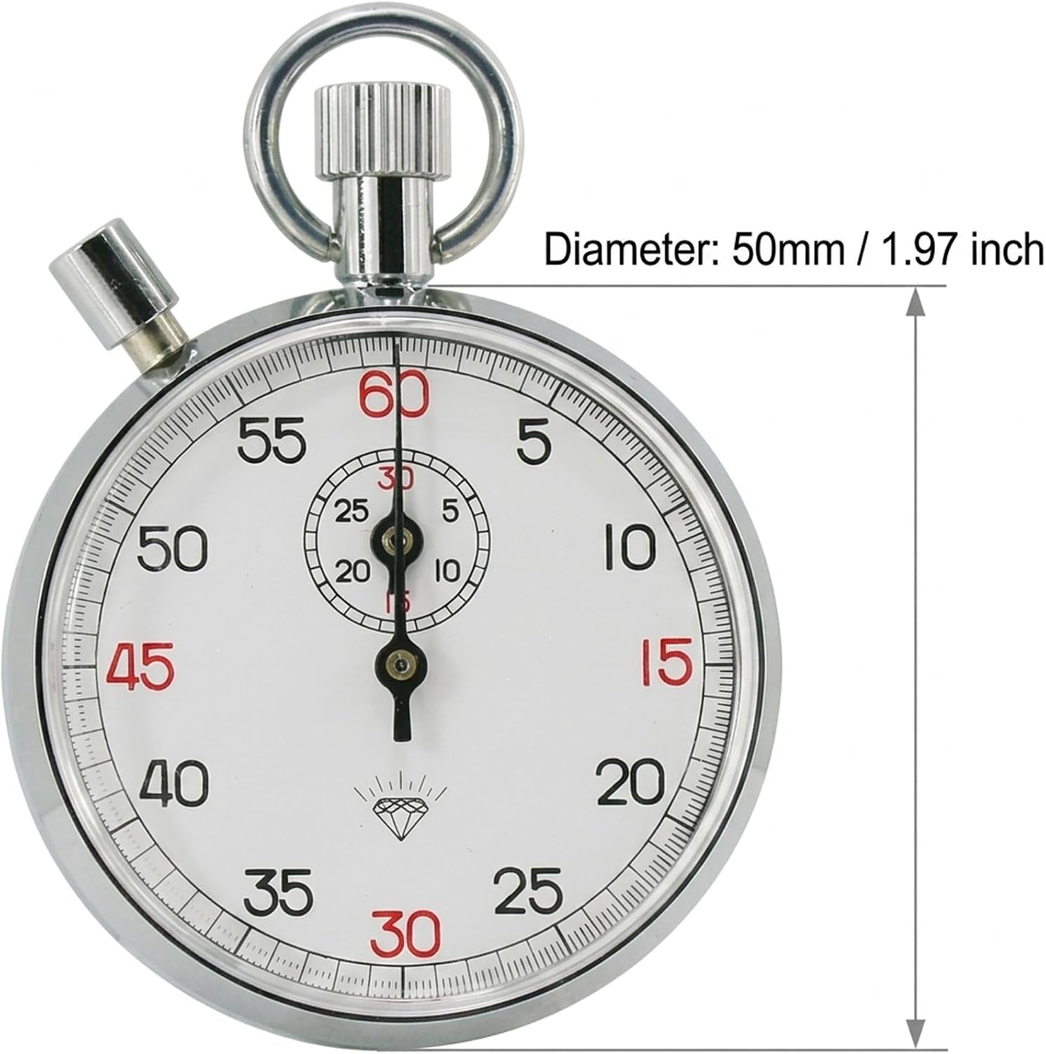 Mechanical Stopwatch, 13-Jewel Analog Timer with Pause, Precision Timing for Sports, Soccer, Physics Experiments (60s/30m)