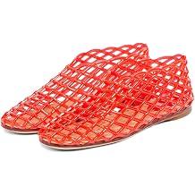 mikarka Jelly Mesh Ballet Flats for Women Clear Sandals for Women 2024 Jellies Shoes Hollow Slip On Beach Ballerina Slides Jelly Sandals