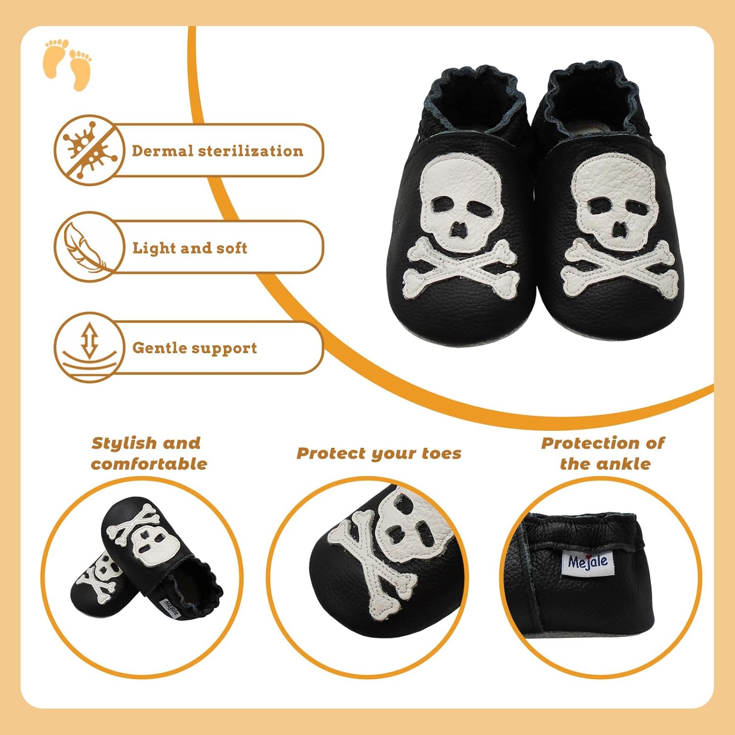 Mejale Baby Shoes Soft Sole Leather Moccasins Cartoon Butterfly Infant Toddler First Walker Slippers - Image 4