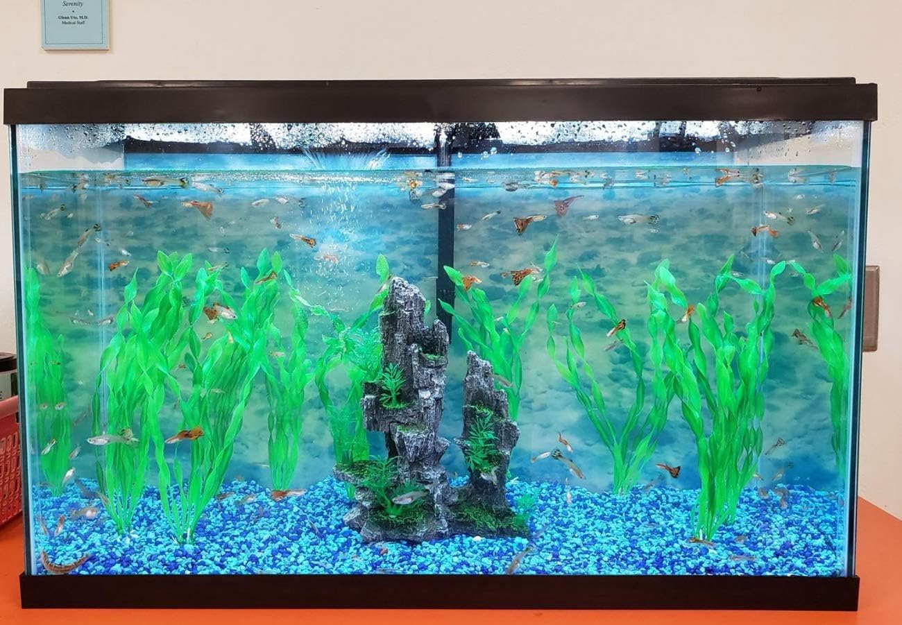 MC MEICHUANG Aquarium Ornament Mountain View Stone Ornament Tree Rock Cave Fish Tank Decoration, Black Grey, L - Image 3