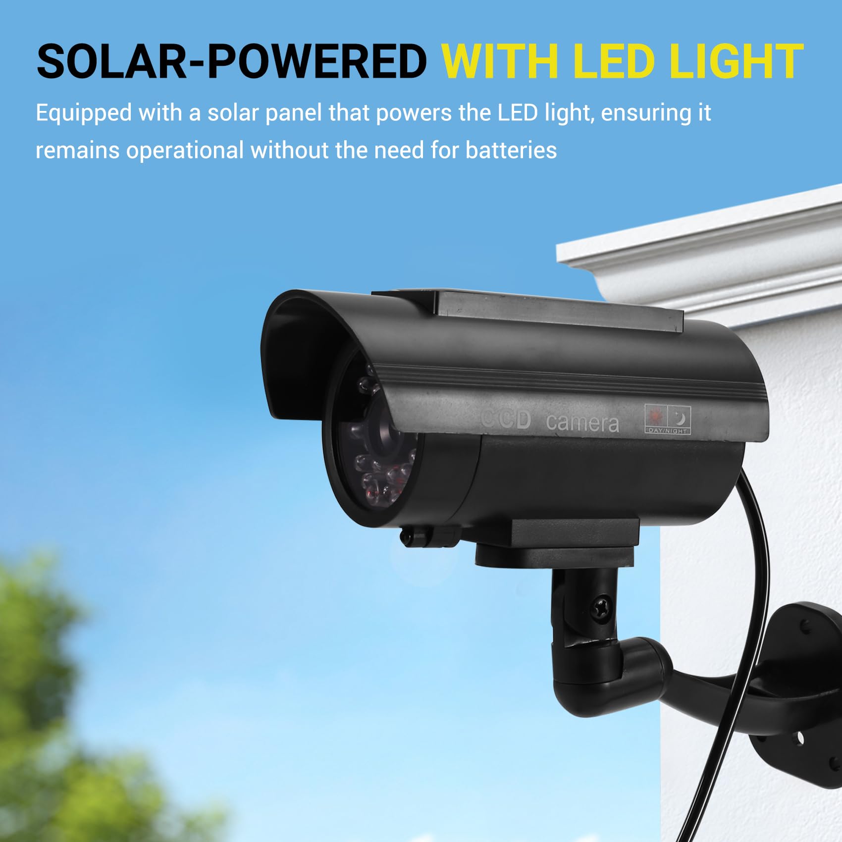 4X Caméra Solaire de Simulation de Surveillance Extérieure, Fausse Caméra Factice avec Lumière LED Noire