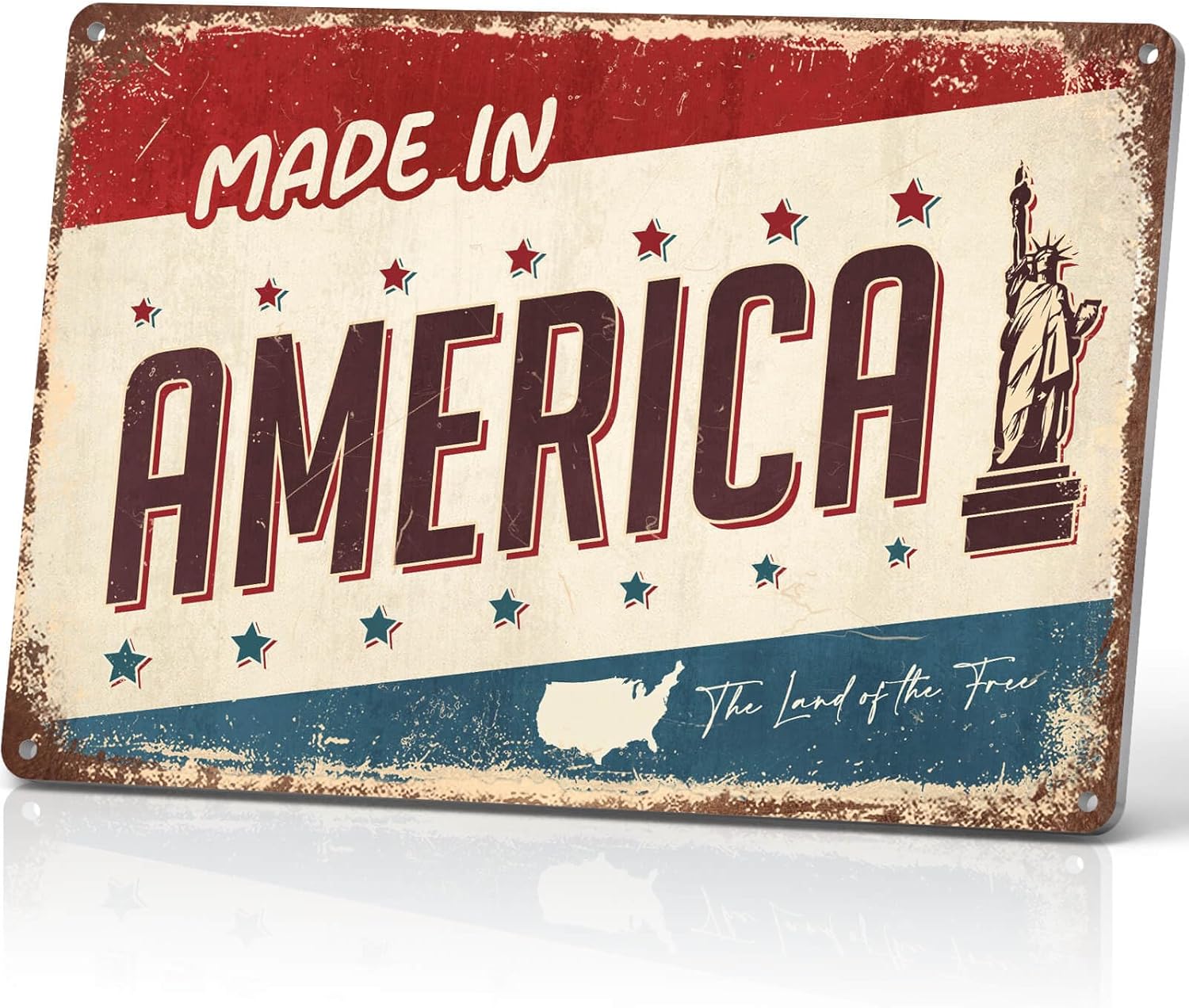 Letreros de metal vintage hechos en América, decoración retro de garaje para hombre, tienda de cueva, 12 x 8 pulgadas