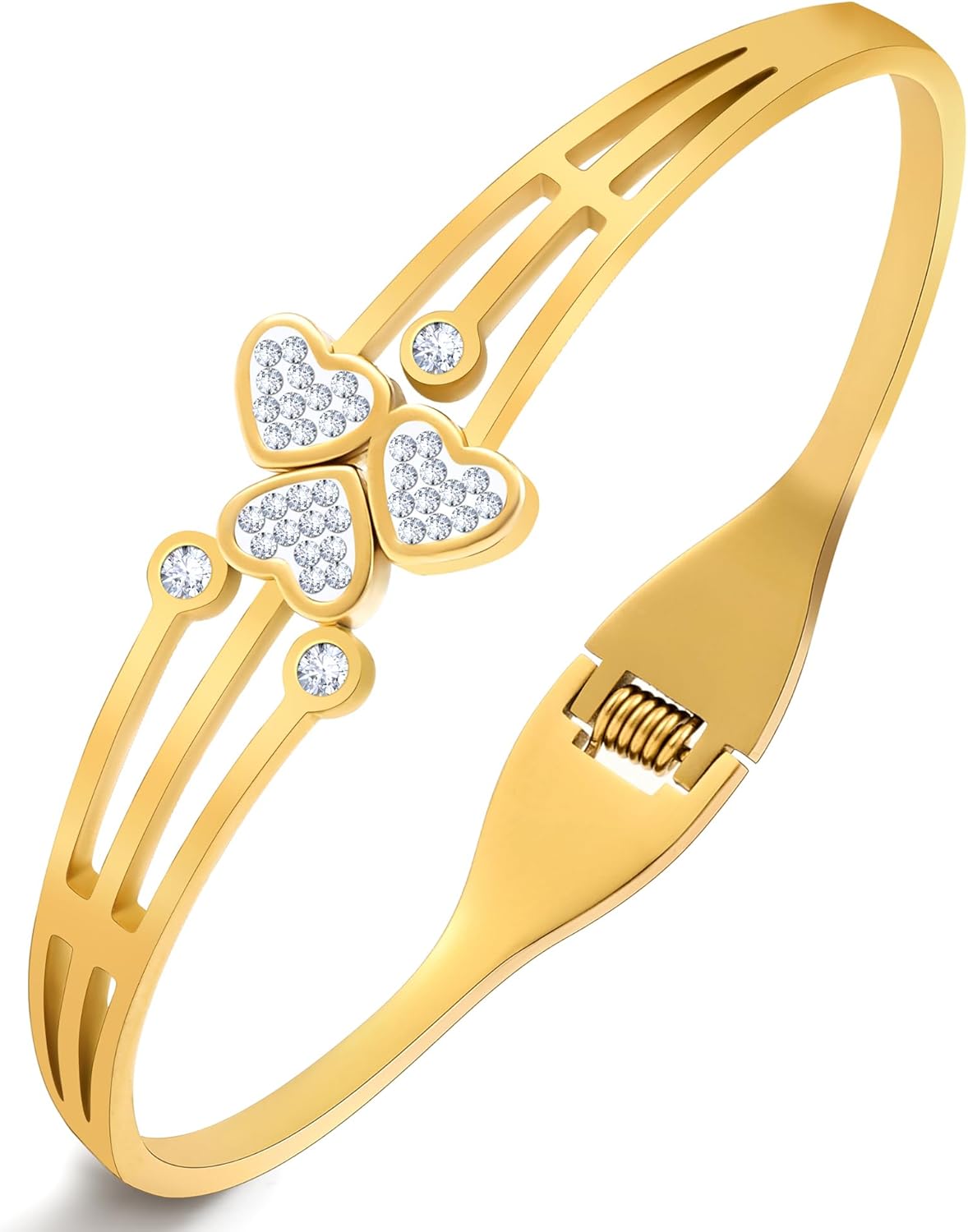 Gold Bracelet for Women, 18K Gold Titanium Steel Butterfly Cross Clover Heart Snake Bracelets Gifts for Women Teen