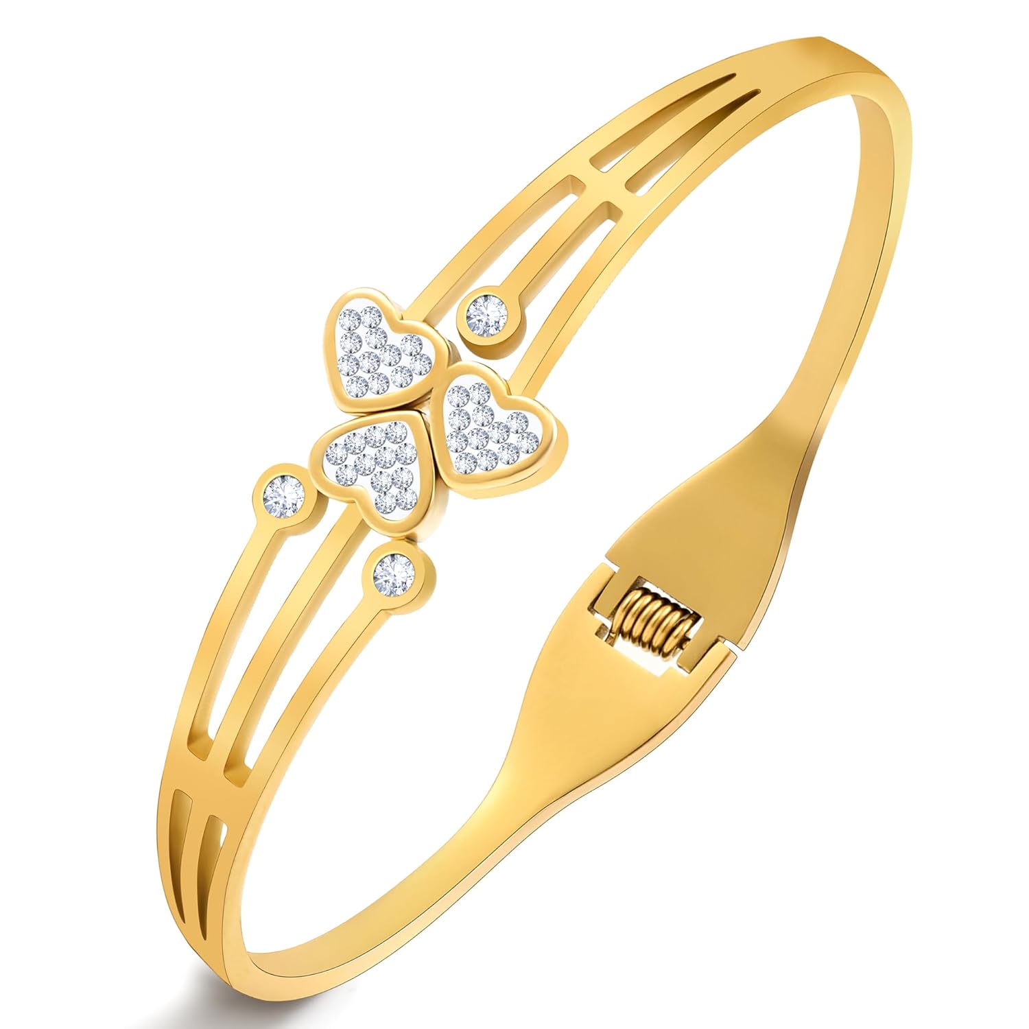 Gold Bracelet for Women 18K Gold Titanium Steel Butterfly Cross Clover Heart Snake Bracelets Gifts for Women Teen
