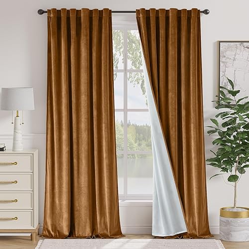 Miniatura 17 de Lazzzy Cortinas Opacas de Terciopelo con Aislamiento Térmico para Ventanas de Habitación, Cortinas de Lujo Súper Suaves para Sala de Estar, Salvia
