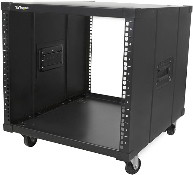 StarTech.com 9U Open Frame Rack with Wheels - 4 Post 23" Deep Portable Open Frame Cabinet for 19" Network, Data & Server Equipment - 220 lbs capacity (RK960CP)