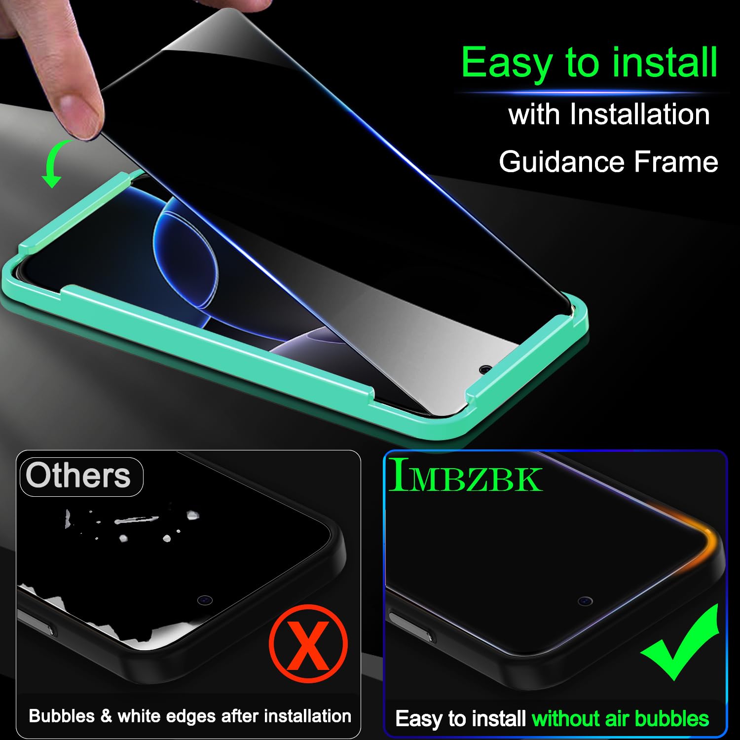 IMBZBK 3 Pezzi Pellicola Privacy Vetro per iPhone 16 Pro con 3 Pezzi Protezione Fotocamera Accessori, Anti-Spy Vetro Temperato Protettivo vetrino per Apple iPhone 16 Pro
