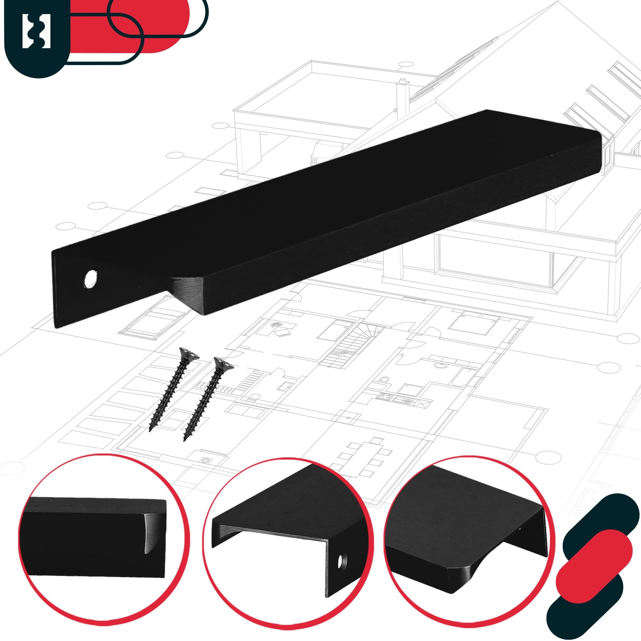 KOTARBAU® Tirador para muebles (148 mm), color negro