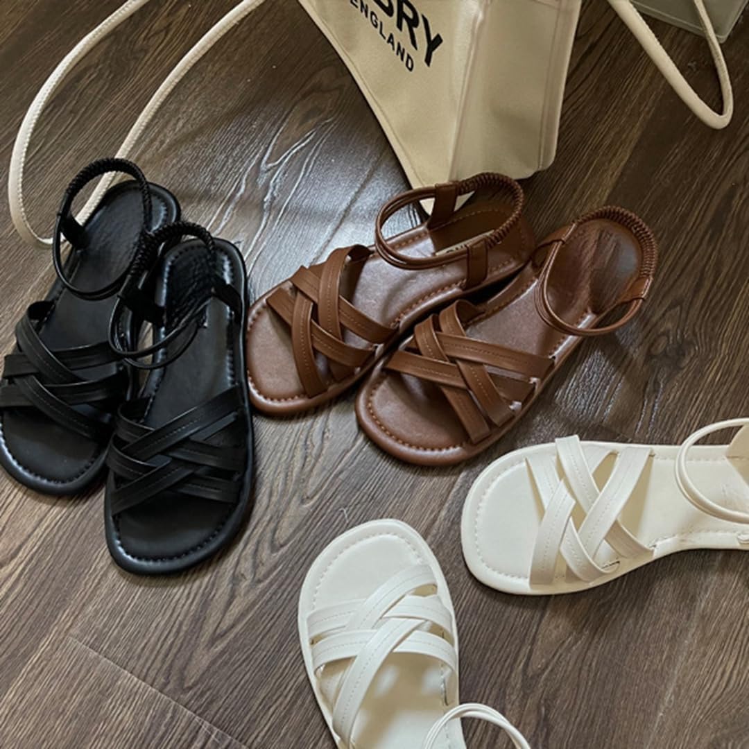 [Chiclive] サンダル レディース 厚底 クロスデザイン ファッションサンダル レディース 安定感 美脚 お洒落 シンプル