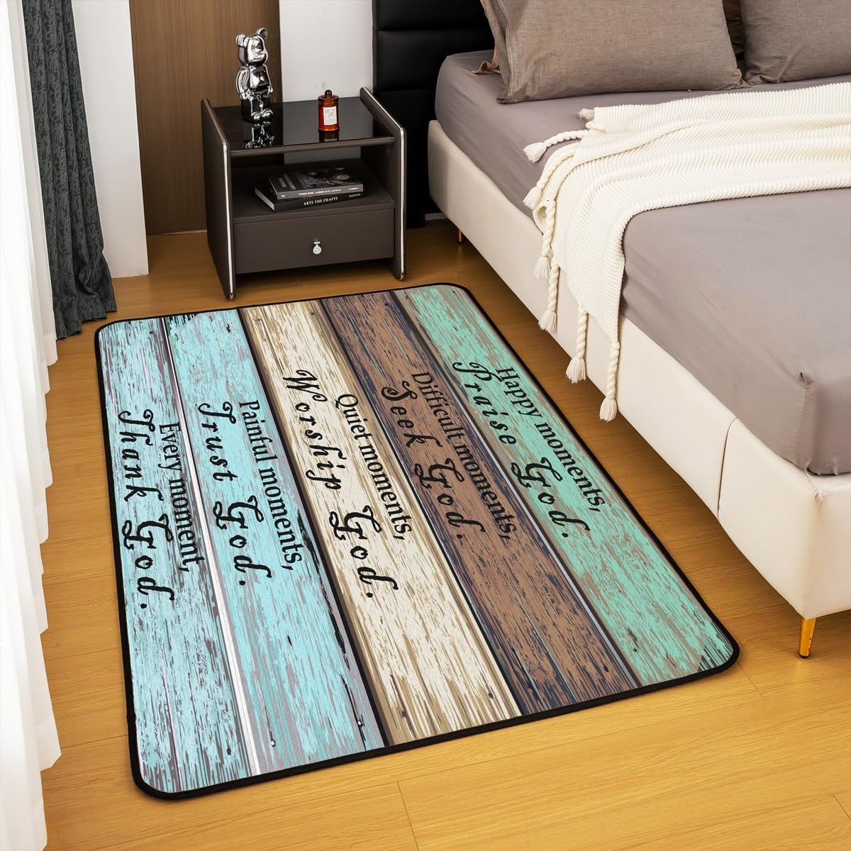 Healing Area Rug 4x5, Inspirational Thoughts Rugs for Living Room Bedroom, Prayers Washable Floor Rug Carpets Entryway Rug Decorations Indoor