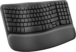 Logitech Wave Keys Wireless Ergonomic Keyboard with Cushioned Palm Rest, Comfortable Natural Typing, Easy-Switch, Bluetooth, Logi Bolt Receiver, for Multi-OS, Windows/Mac - Graphite (Renewed)