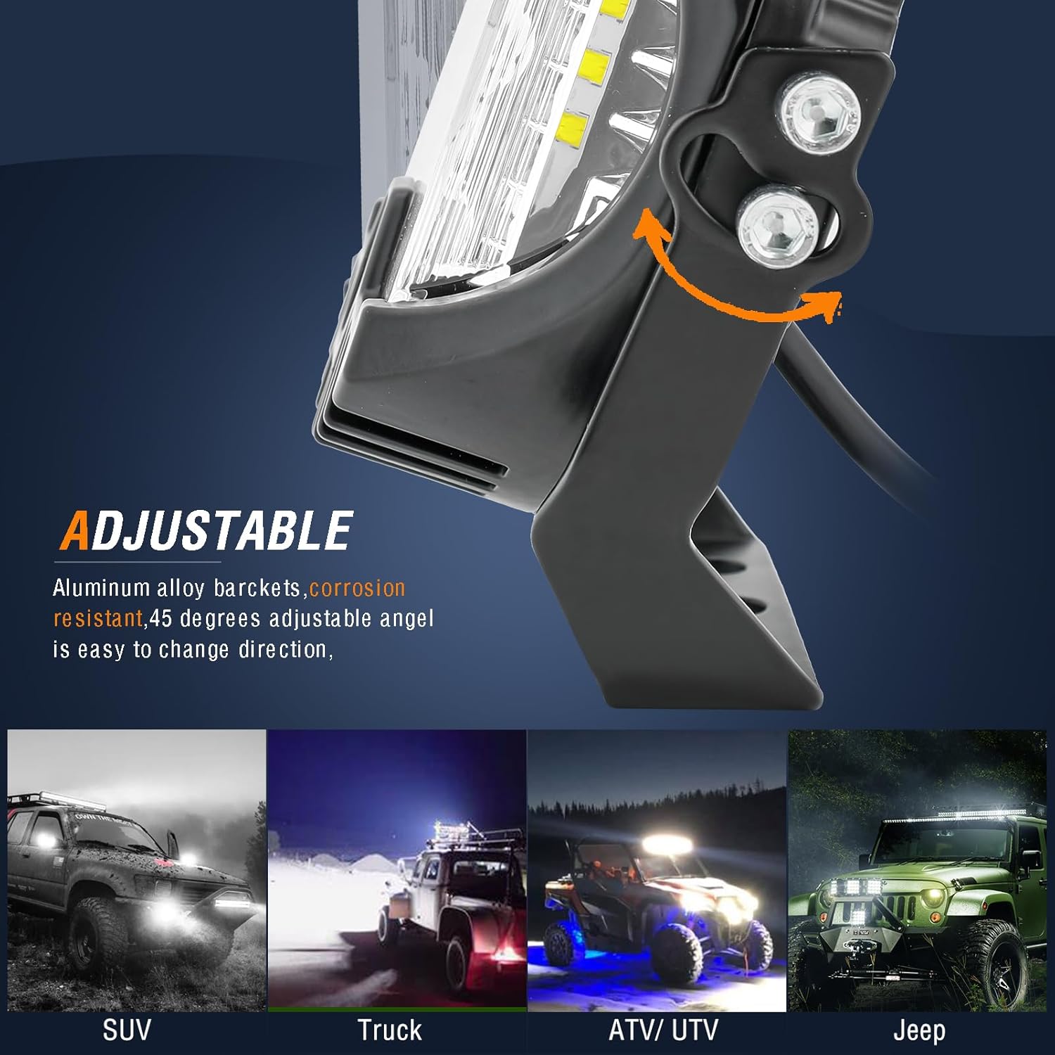 AUTOXBERT 5 Inch Round LED Offroad Lights, 50W Side Shooter Pods Spot Flood Combo Beam Fog Driving Lights for for Pickup Trucks SUV UTV ATV 4x4, 2Pcs