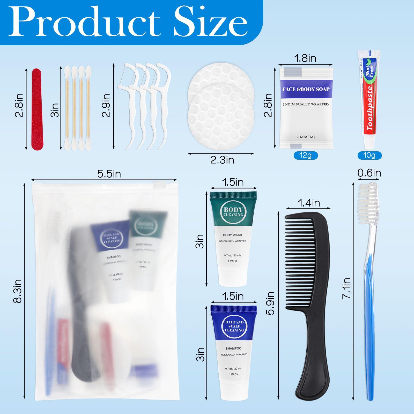 Kit di articoli da toeletta essenziali da viaggio per l'igiene usa e getta alla rinfusa, articoli da toeletta confezionati singolarmente, articoli per la cura della persona da viaggio, per campeggio