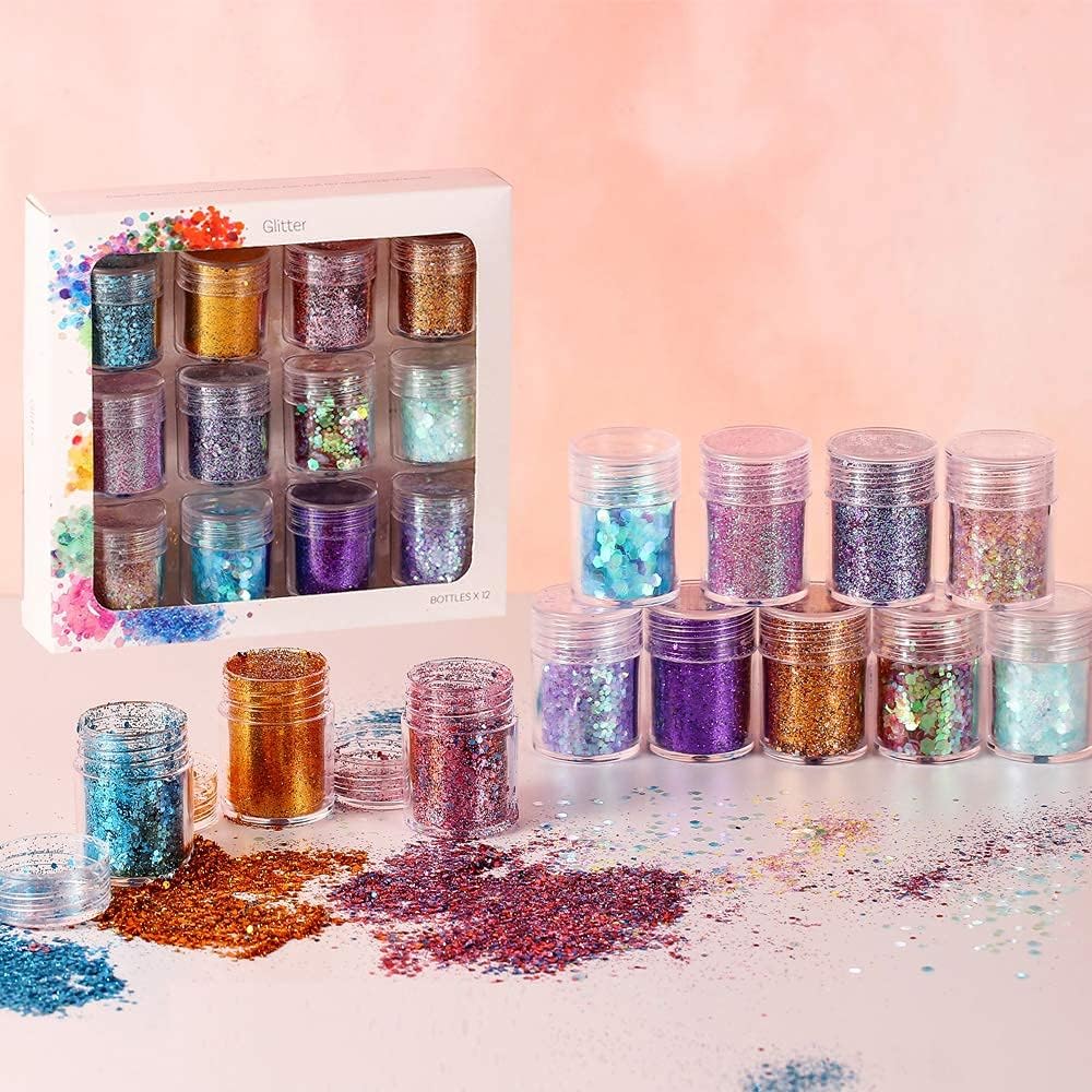 VICSPORT Body Glitter, Holographic Glitter for Festival Makeup Face Glitter Cosmetic Glitter Perfect for Women and Kids