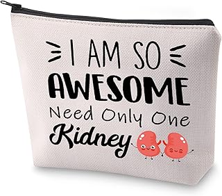 BLUPARK Kidney Transplant Cosmetic Bag Kidney Donation Gift I'm So Awesome I Need Only One Kidney Makeup Bag For Kidney Donor, I Need Only One Kidney