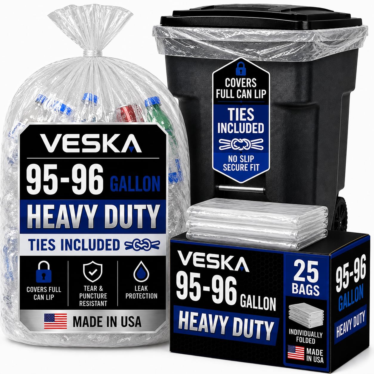 Veska 95 Gallon Trash Bags Clear