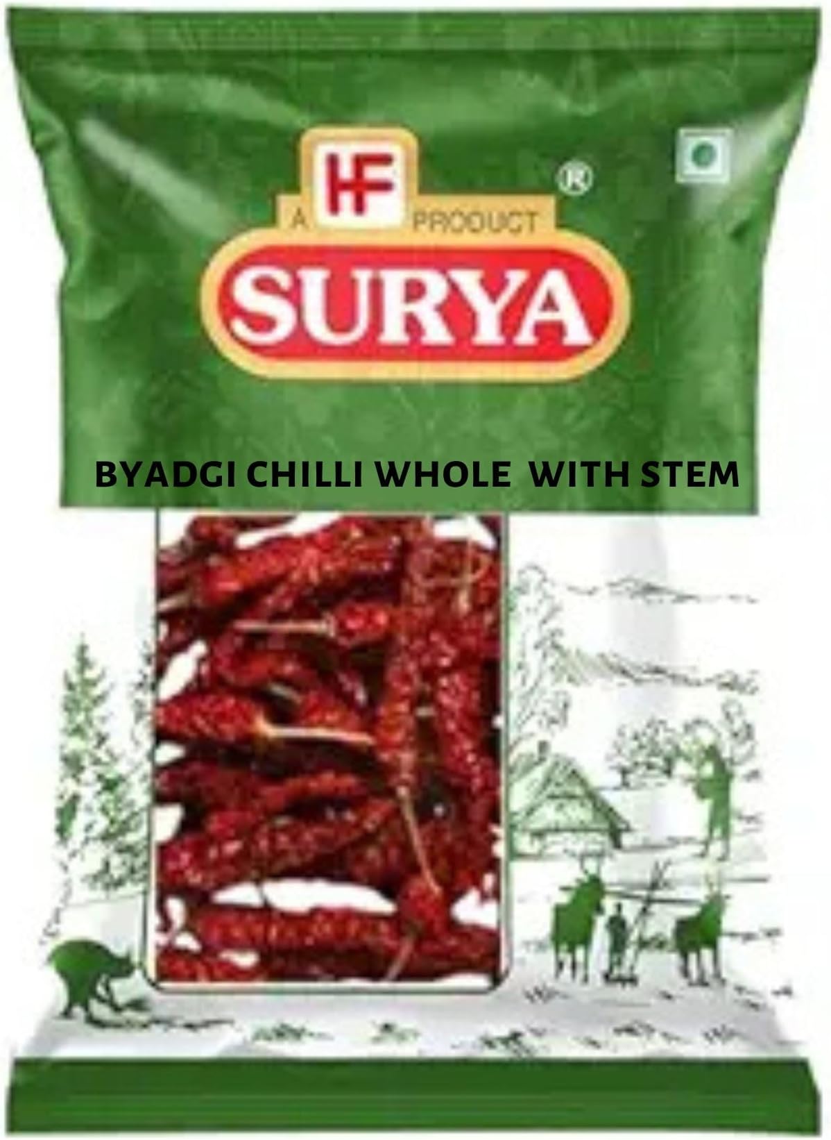 HF, Surya Byadagi Chilli Whole With Stem | Red chilli |100% Natural Kashmiri Dry chilli 100g