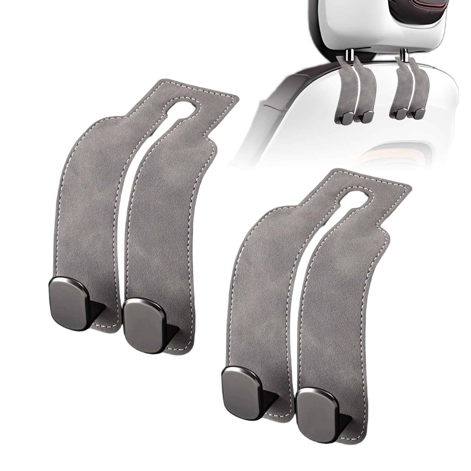 QIZUN 2Pcs Car Headrest Hooks for Citroen Elysee 2008-2013, Back Seat Organiser Hanger Bag Purse Holder Interior Accessory,Grey