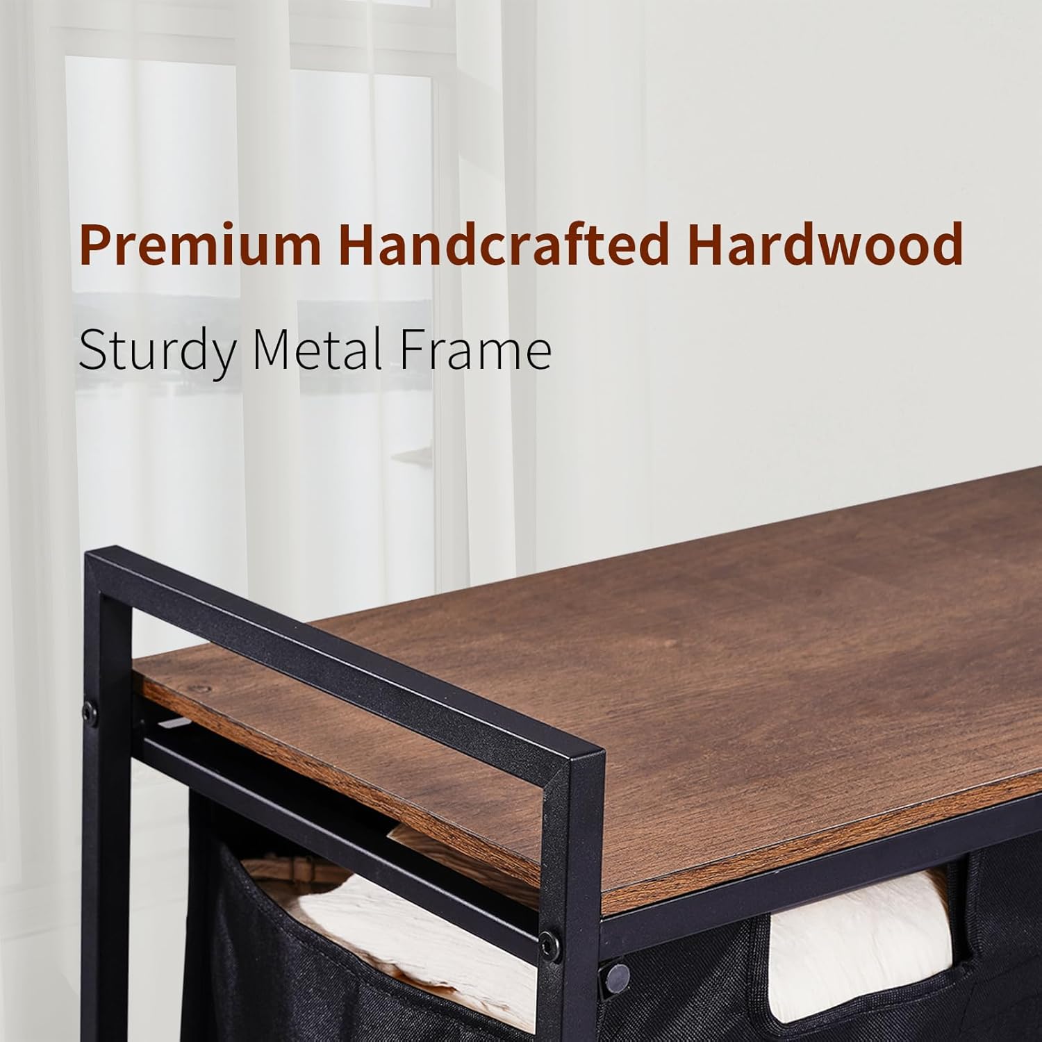 Laundry Hamper With Wheels with 3 Removable & Pull-Out Sorting Bags, Wooden Top Shelf, Versatile Laundry Basket Organizer for Laundry Room