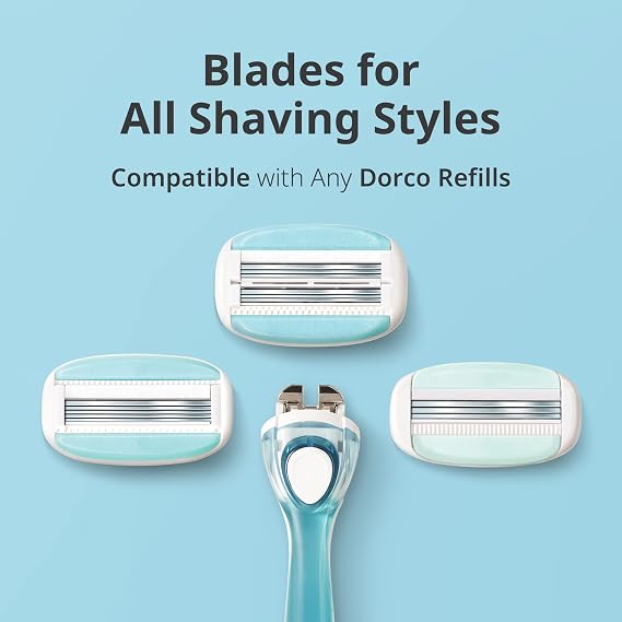 Dorco EVE 3 Razors for Women, Quick & Easy Shaving, 3 Curved Blades with Aloe Vera Moisture Bar, 4 Cartridge Refills (No Handle Included)